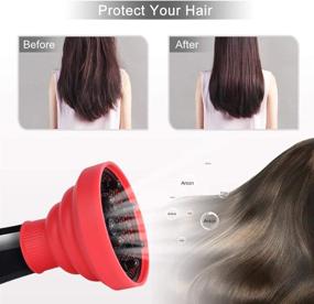 img 1 attached to Red Retractable Silicone Hair Dryer Diffuser - Складной диффузор для фена для кудрявых волос, идеально подходит для дома и путешествий.