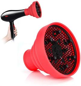 img 3 attached to Red Retractable Silicone Hair Dryer Diffuser - Складной диффузор для фена для кудрявых волос, идеально подходит для дома и путешествий.