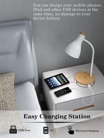 img 2 attached to 💡 Metal Arc Design Desk Lamp with Touch Control, AC Outlet, 3 Way Dimmable Bedside Nightstand Light – White for Bedroom, Study Room, and Office
