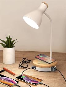img 4 attached to 💡 Metal Arc Design Desk Lamp with Touch Control, AC Outlet, 3 Way Dimmable Bedside Nightstand Light – White for Bedroom, Study Room, and Office