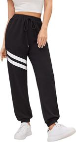 img 4 attached to SweatyRocks Women's Drawstring Waist Striped Side Jogger 👖 Sweatpants with Pocket: Stylish and Functional Active wear for Ladies!