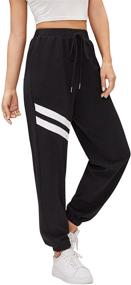 img 1 attached to SweatyRocks Women's Drawstring Waist Striped Side Jogger 👖 Sweatpants with Pocket: Stylish and Functional Active wear for Ladies!