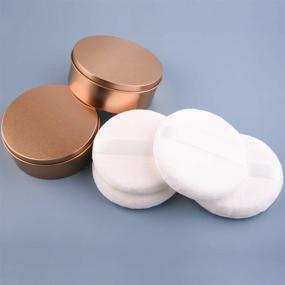 img 2 attached to 4-Pack WXJ13 Large Loose Powder Puff (4.12 Inch) with 2-Pack Gold Metal Powder Box - Smooth & Soft Puff with Ribbon Band Handle for Body Loose Powder