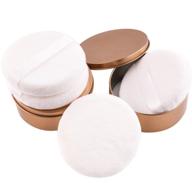 4-pack wxj13 large loose powder puff (4.12 inch) with 2-pack gold metal powder box - smooth & soft puff with ribbon band handle for body loose powder logo