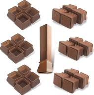 🪑 awolic 24 pack chair leg caps - silicone floor protectors with felt pad - fits square diameter 1-1/2" to 1-3/4" - brown (upgrade) логотип