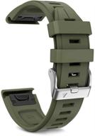 notocity compatible with fenix 5s plus band silicone sport watch bands for fenix 5s/fenix 5s plus/fenix 6s/fenix 6s pro/d2 delta s smartwatch-silver buckle(army green) logo