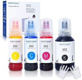 img 4 attached to 🖨️ HAPPYTONER Compatible 502 T502 Refill Ink Bottles for EcoTank ET-3750 ET-3760 ET-4750 ET-2750 ET-2760 ET-2700 ET-4760 ET-3700 ET-3710 ET-15000 ST-2000 ST-3000 ST-4000 Printer (4-Pack)