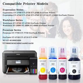 img 3 attached to 🖨️ HAPPYTONER Compatible 502 T502 Refill Ink Bottles for EcoTank ET-3750 ET-3760 ET-4750 ET-2750 ET-2760 ET-2700 ET-4760 ET-3700 ET-3710 ET-15000 ST-2000 ST-3000 ST-4000 Printer (4-Pack)