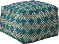 🪑 christopher knight home betty large square casual pouf: boho chic beige and teal yarn logo