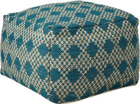 img 4 attached to 🪑 Christopher Knight Home Betty Large Square Casual Pouf: Boho Chic Beige and Teal Yarn