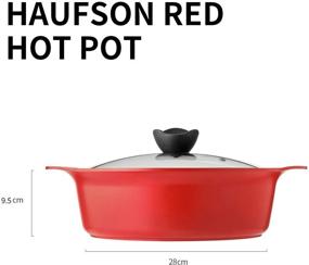 img 2 attached to 🔴 Haufson Yin Yang Non-Stick Hot Pot: Professional Kitchenware for Home Cooking (Red)