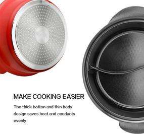 img 1 attached to 🔴 Haufson Yin Yang Non-Stick Hot Pot: Professional Kitchenware for Home Cooking (Red)