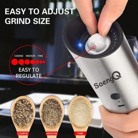 img 2 attached to 🧂 Set of 2 Rechargeable Electric Salt and Pepper Grinders with Adjustable Grinder, LED Light, and Refillable Tall Glass Containers