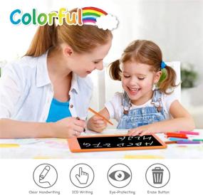 img 3 attached to Orsen 10 Inch LCD Writing Tablet - Colorful Doodle Board Drawing Tablet, Erasable Reusable Writing Pad - Educational Gift for 3-6 Year Old Girls Boys (Orange)
