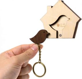 img 4 attached to 🐦 Charming Wooden Bird Key Chain with Convenient Magnetic Hanging Key Holder