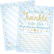 🌟 blue and gold twinkle twinkle little star baby shower invitations: 20 fill in style with envelopes for a boy's special occasion logo