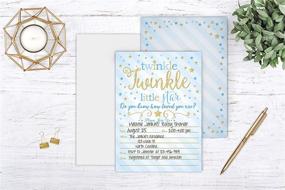 img 2 attached to 🌟 Blue and Gold Twinkle Twinkle Little Star Baby Shower Invitations: 20 Fill in Style with Envelopes for a Boy's Special Occasion