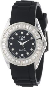 img 4 attached to Sparkle with Style: Trax Women Rox Crystal Bezel Watch, Featuring a Comfortable Rubber Silicone Band