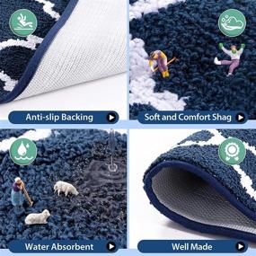 img 2 attached to 🚪 Carvapet Microfiber Moroccan Trellis Kitchen Mat Bath Rug Set - Non-Slip Soft Runner Carpet for Kitchen, Bathroom, or Entryway, Navy - 2 Piece Set (17"x48" and 17"x24")