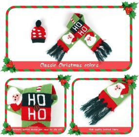 img 3 attached to 🎄 Christmas Wine Bottle Cover Set: Festive Ugly Scarf & Hat Decorations for Holiday Parties - Santa Claus, Reindeer, Xmas Tree Included