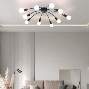 img 2 attached to 💡 Qcyuui Modern Black 10-Light Ceiling Light Fixtures - Sputnik Design with Industrial Semi Flush Mount and E26 Base for Kitchen, Living, and Dining Areas