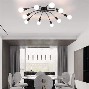 img 1 attached to 💡 Qcyuui Modern Black 10-Light Ceiling Light Fixtures - Sputnik Design with Industrial Semi Flush Mount and E26 Base for Kitchen, Living, and Dining Areas