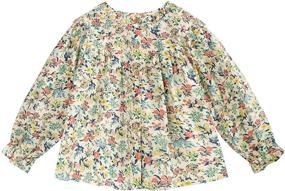 img 3 attached to Toddler Floral Sleeve Cotton Blouse Apparel & Accessories Baby Girls
