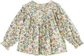 img 4 attached to Toddler Floral Sleeve Cotton Blouse Apparel & Accessories Baby Girls