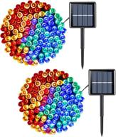 🎄 outdoor waterproof solar christmas lights - 2 pack, 66ft each with 200 multicolor led solar string lights, 8 modes for garden, yard, tree, party, patio, fence - ideal for holiday, wedding decoration логотип