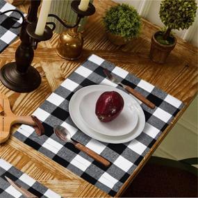 img 3 attached to 🎄 Stunning Senneny Set of 6 Buffalo Check Christmas Placemats - Reversible Burlap & Cotton, Perfect for Festive Holiday Table Decor (Black and White)