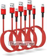 apple mfi certified 4-pack 6ft long lightning cable for iphone - fast charging cord for iphone 12/11 pro/11/xs max/xr/8/7/6s/5s/se ipad logo