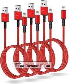 img 4 attached to Apple MFi Certified 4-Pack 6ft Long Lightning Cable for iPhone - Fast Charging Cord for iPhone 12/11 Pro/11/XS MAX/XR/8/7/6s/5S/SE iPad