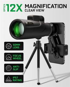 img 3 attached to 🔭 CRAFTRONIC 12x50 Monocular Telescope SkySense - BAK4 Prism Optics, FMC Multi-Coated Lens, Waterproof & Shockproof (2021 Night Vision) - Full Package Gear