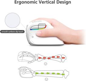 img 3 attached to 🖱️ DELUX Wireless Small Vertical Mouse: Silent Ergonomic Mice for Comfortable Navigation, Rechargeable Dual Mode with BT 4.0 and USB Nano Receiver - M618mini-White