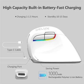 img 1 attached to 🖱️ DELUX Wireless Small Vertical Mouse: Silent Ergonomic Mice for Comfortable Navigation, Rechargeable Dual Mode with BT 4.0 and USB Nano Receiver - M618mini-White