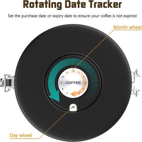 img 3 attached to ☕️ Кофейный банк "Miscedence" 35OZ с отслеживателем даты, клапаном "только воздух", контейнер для пищи из нержавеющей стали 304 - герметичный для молотого кофе, грунтов, чая, сахара (черный)