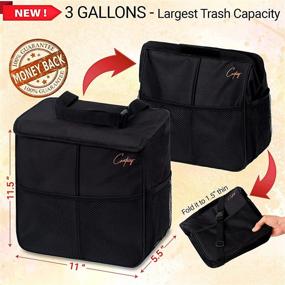 img 3 attached to 🚗 Premium Car Trash Bag: 3 Gallons, Triple-Layer, Waterproof, Foldable - Large, Black