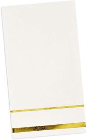 img 2 attached to 🎉 Pack of 100 Disposable Gold Trim Lined Guest Napkins - Elegant Paper Hand Napkins for Bathroom, Wedding, Holiday, Anniversary, Birthday Party, Bridal & Baby Shower - Metallic Golden Foil Decorative Towels