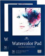 🎨 2 pack of 9 x 12 watercolor paper pads - cold press, 140lb/300gsm, fold over design - ideal for watercolor paintings logo