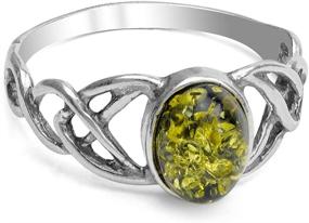 img 1 attached to 🍀 Celtic Boys' Jewelry: Green Amber Sterling Silver Rings for a Touch of Nature