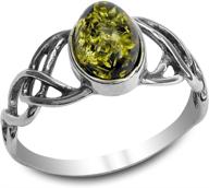 🍀 celtic boys' jewelry: green amber sterling silver rings for a touch of nature logo