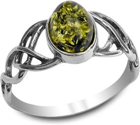 img 2 attached to 🍀 Celtic Boys' Jewelry: Green Amber Sterling Silver Rings for a Touch of Nature