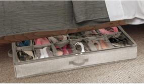 img 3 attached to 👠 mDesign Under The Bed Shoe Storage Organizer - 12 Compartments - Textured Print - Linen/Tan