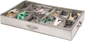 img 4 attached to 👠 mDesign Under The Bed Shoe Storage Organizer - 12 Compartments - Textured Print - Linen/Tan