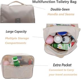 img 1 attached to Hanging Toiletry Bag - Large Cosmetic Makeup Travel Organizer with Sturdy Hook for Men & Women (Beige)