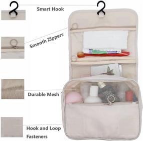 img 2 attached to Hanging Toiletry Bag - Large Cosmetic Makeup Travel Organizer with Sturdy Hook for Men & Women (Beige)