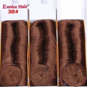 img 3 attached to 💇 Eunice Hair 28 Piece #30 Human Hair Weaves with Top Closure: Premium Brown Brazilian Virgin Hair Weave, Wavy Curly Short 27Pcs Hair with Closure + Free Wig (#30)