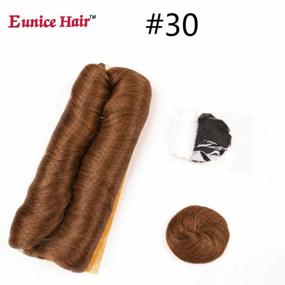 img 2 attached to 💇 Eunice Hair 28 Piece #30 Human Hair Weaves with Top Closure: Premium Brown Brazilian Virgin Hair Weave, Wavy Curly Short 27Pcs Hair with Closure + Free Wig (#30)