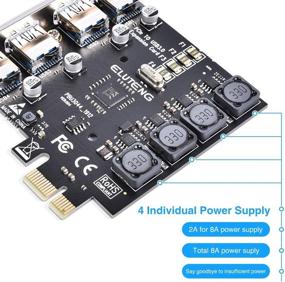 img 3 attached to 💻 ELUTENG PCIe USB 3.0 Card with 4 Ports Expansion - Super Speed 5Gbps PCI Express USB3 Hub Controller Adapter for Windows 10/8.1/8/7/XP/Vista - Self Powered - No Additional Power Supply Required