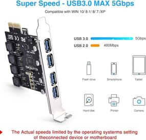 img 2 attached to 💻 ELUTENG PCIe USB 3.0 Card with 4 Ports Expansion - Super Speed 5Gbps PCI Express USB3 Hub Controller Adapter for Windows 10/8.1/8/7/XP/Vista - Self Powered - No Additional Power Supply Required